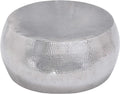 Aluminum Drum Shaped Coffee Table with Hammered Design U858913