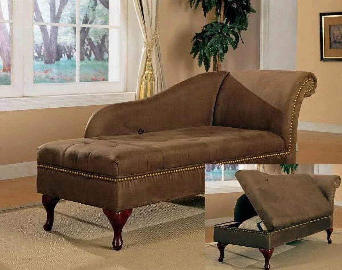 Chocolate Brown Microfiber Chaise Lounge Y54573