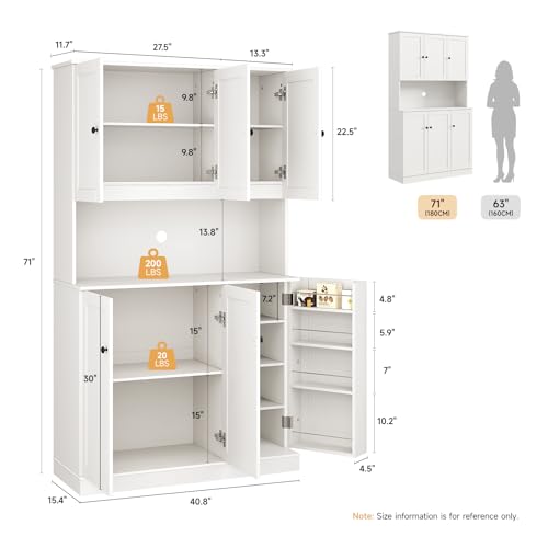 Black Kitchen Pantry Storage Cabinet with Microwave Stand M2893