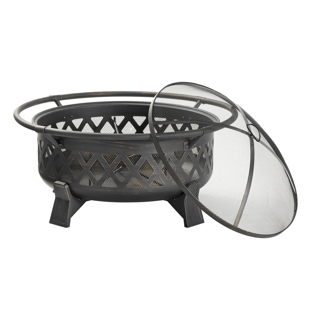 35" Round Wood Burning Fire Pit with Cover S120