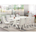 9 Piece Kitchen Table Set with 8 White Chairs F4439