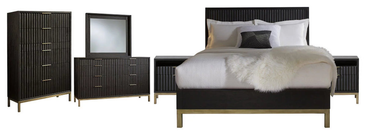 Black Drifted Oak 6 Piece Cal King Bedroom Set With Chest C779