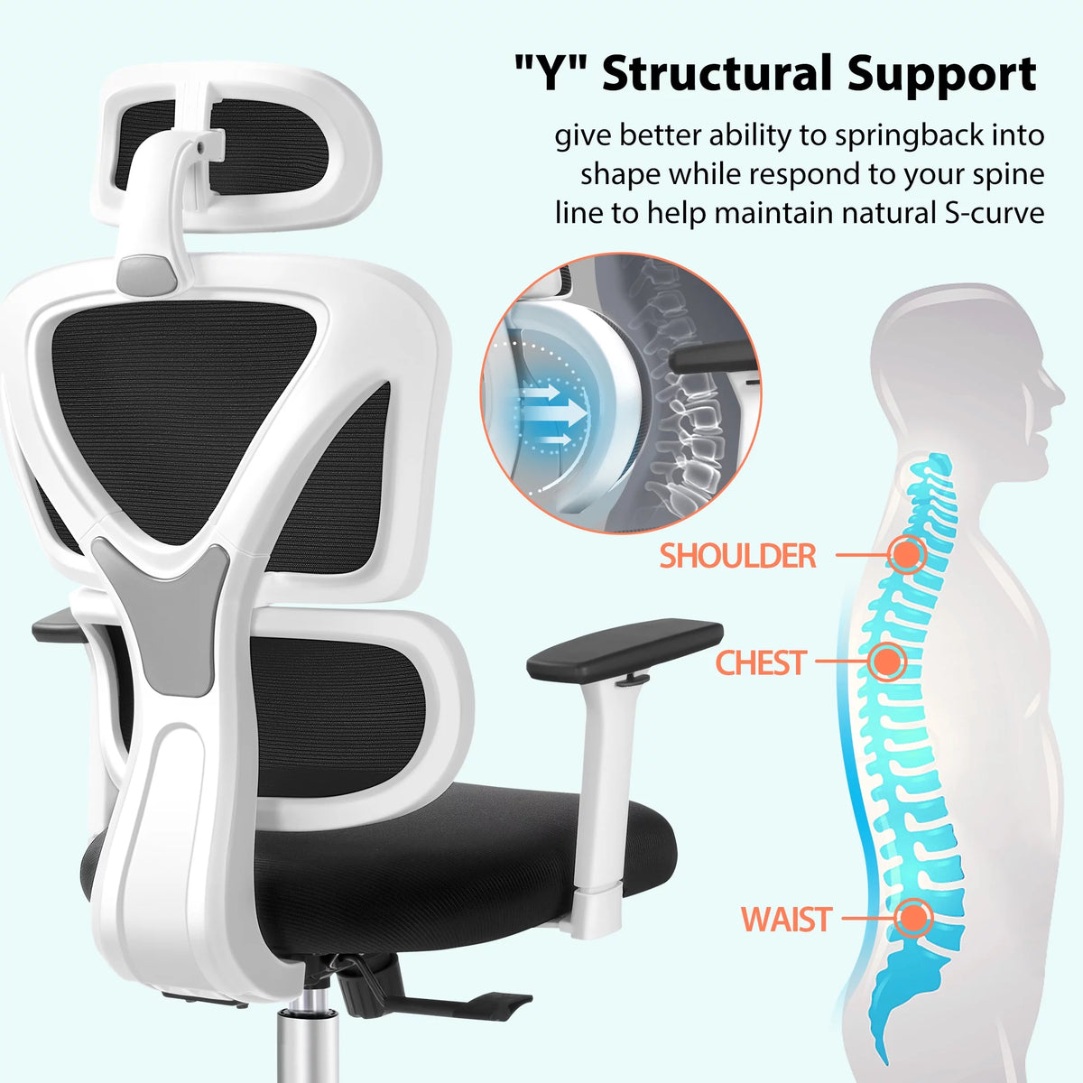 Black High Back Ergonomic Office Chair with Lumbar Support S77241