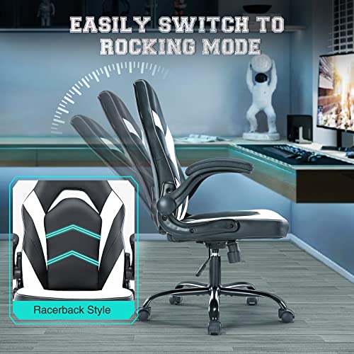 Black and White PU Leather Adjustable Swivel Office Chair E40743