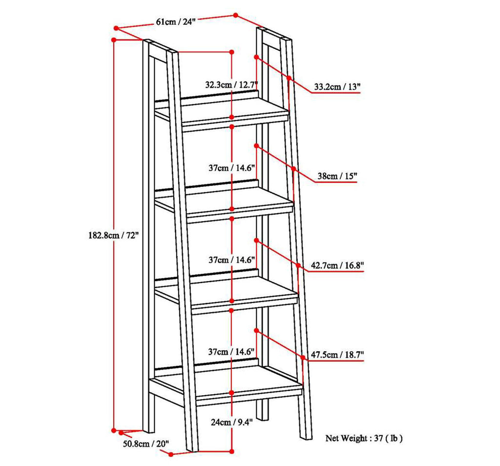 Solid Pine 4 Shelf Bookcase E59603