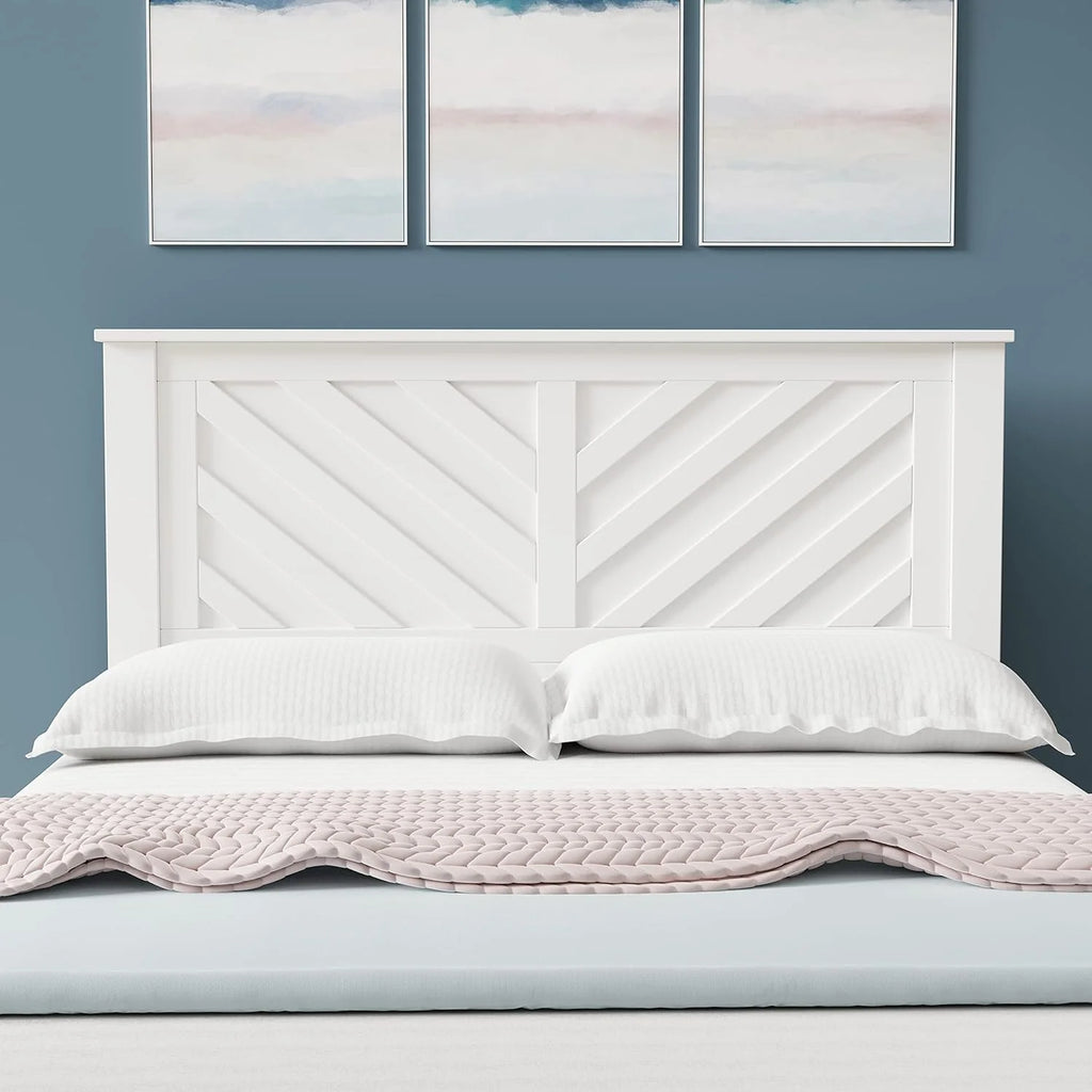 White Wood Panel Full Size Headboard W730531