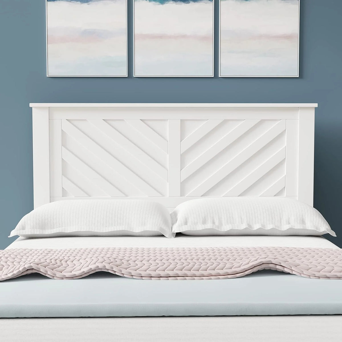 White Wood Panel Full Size Headboard W730531