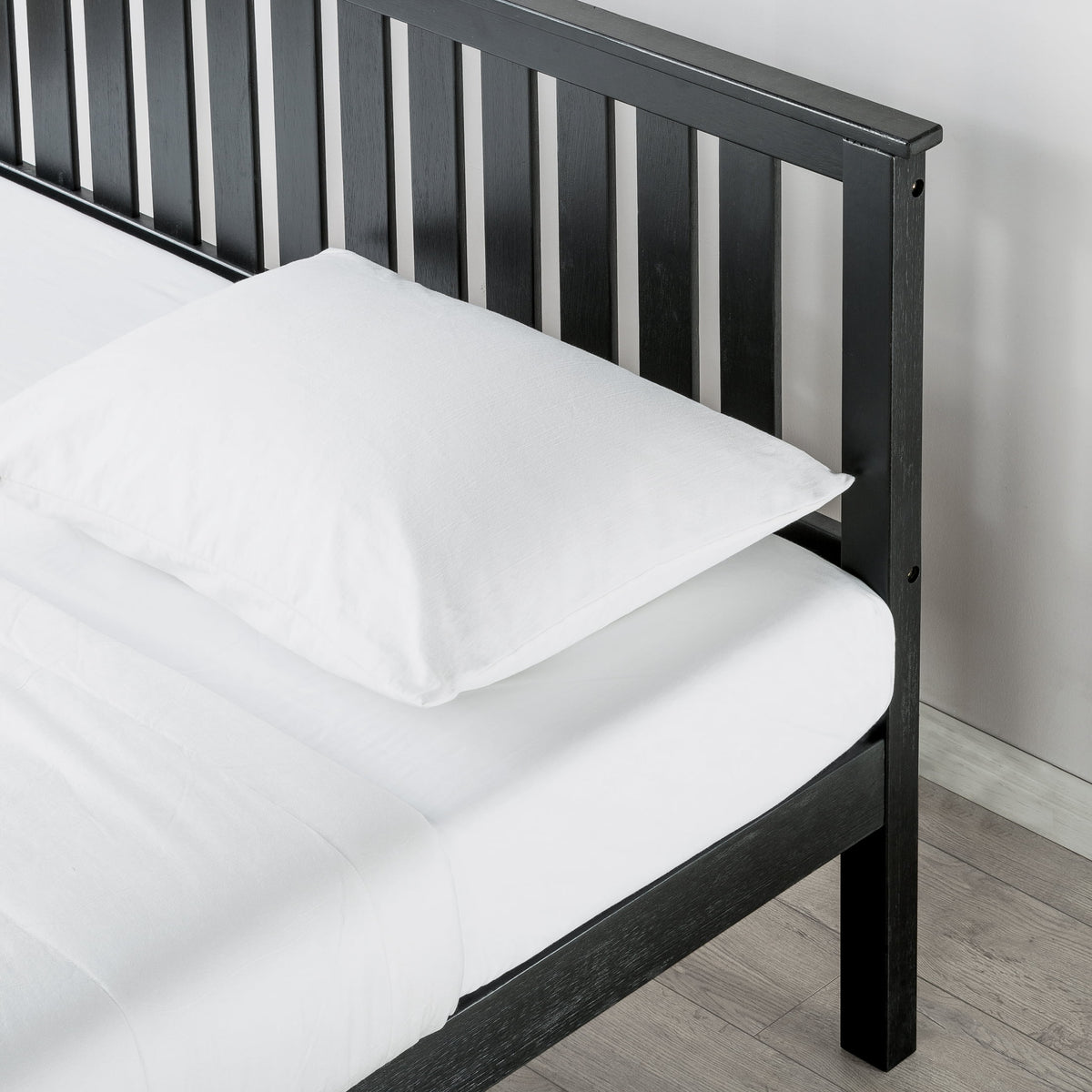 Black Twin Solid Wood Platform Bed with Headboard F884