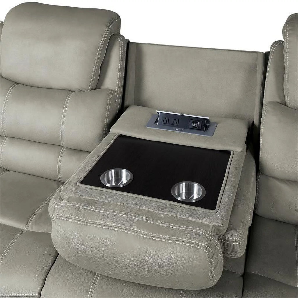 20" Microfiber Power Double Reclining Sofa in Gray W534