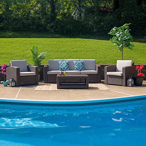 Light Gray Faux Rattan Coffee Table R968309