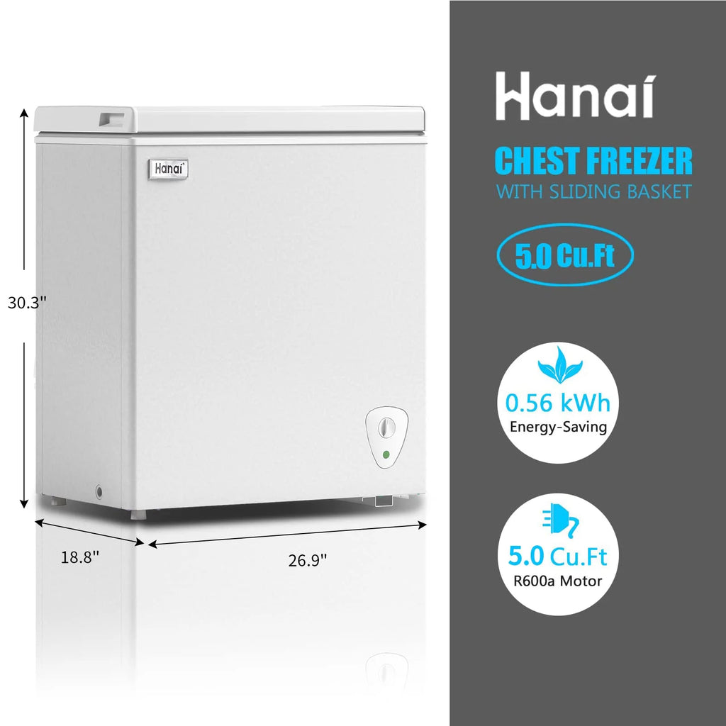 5.0 Cubic Chest Freezer with Removable Storage Basket X467