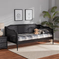 Charcoal Wood and Synthetic Rattan Twin Size Daybed T269623