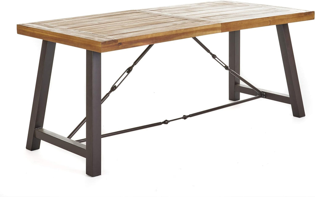 Acacia Wood Dining Set with Wicker Stacking Chairs U38407