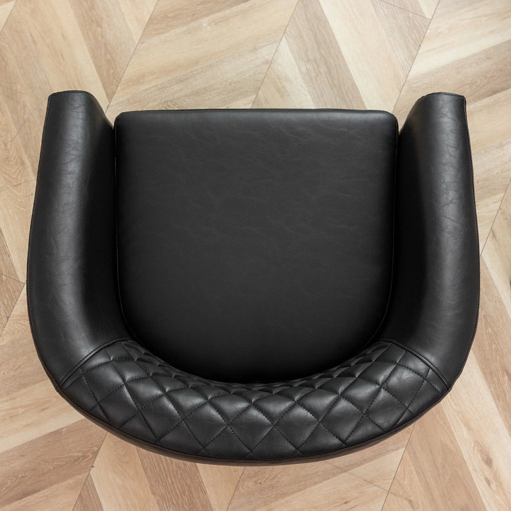Mid Century Modern Tufted Faux Leather Barrel Armchair S973