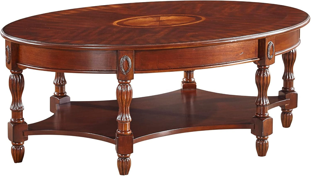 Solid Wood End Table with Tempered Glass E57896