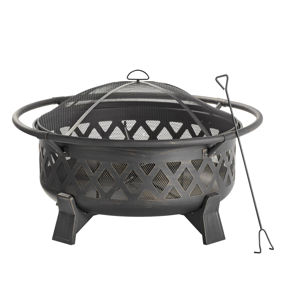 35" Round Wood Burning Fire Pit with Cover S120