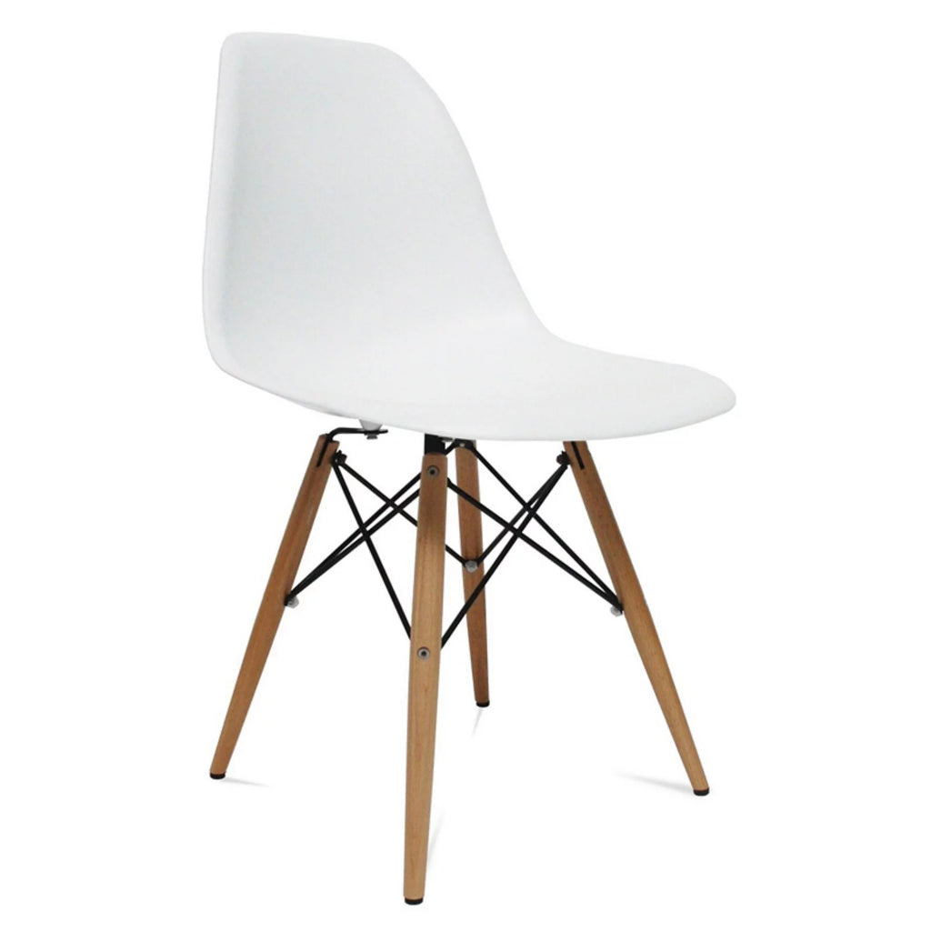 White Plastic and Beech Wood Dining Chair S78915