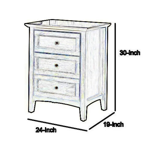 3 Drawer Wooden Nightstand with Tapered Legs H2216