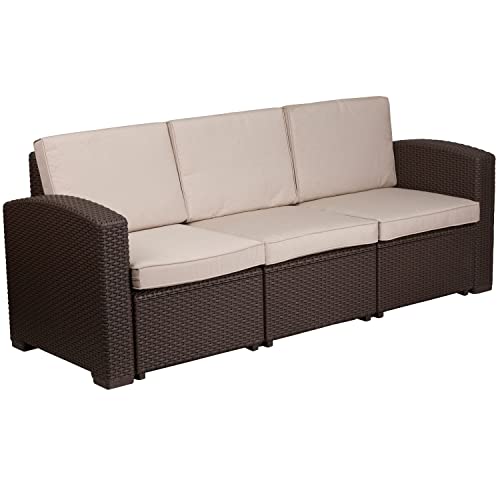 Light Gray Faux Rattan Coffee Table R968309