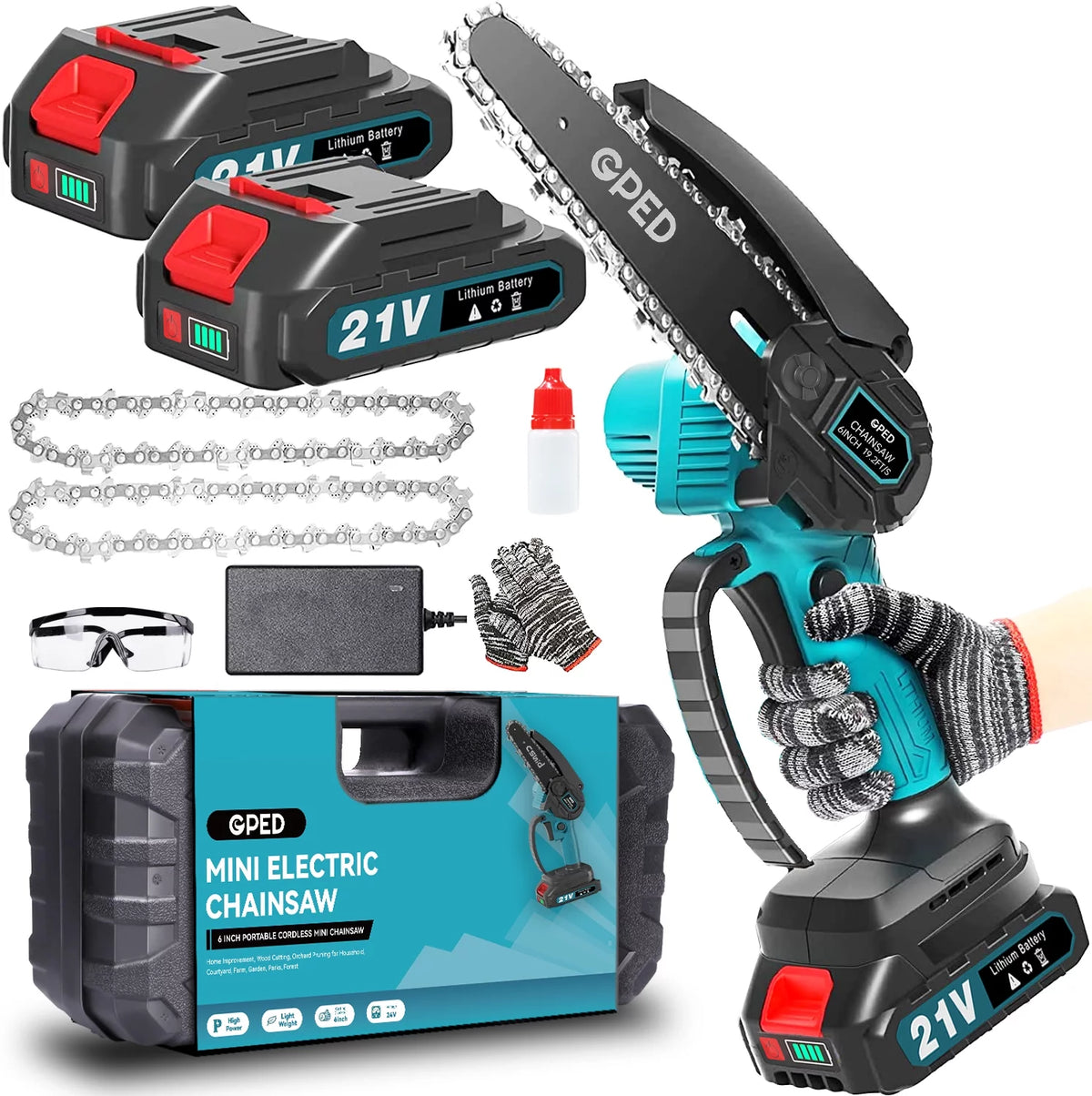 Cordless 6 inch Mini Chainsaw with 2 Battery K820659