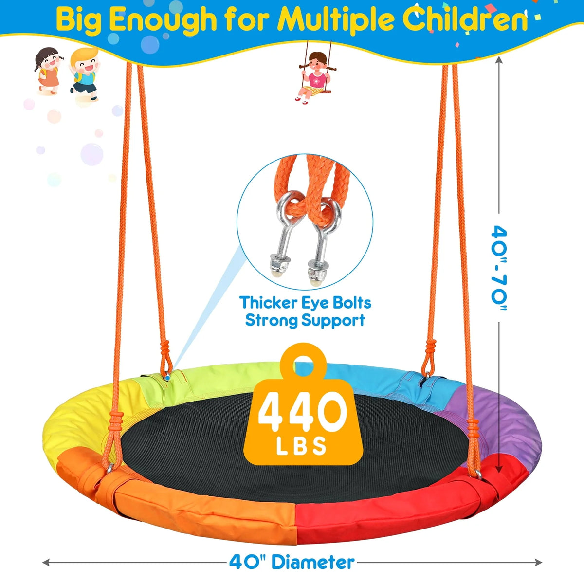 Kids Swing Set with Saucer Tree Swing and A-Frame Metal Swing Stand O932