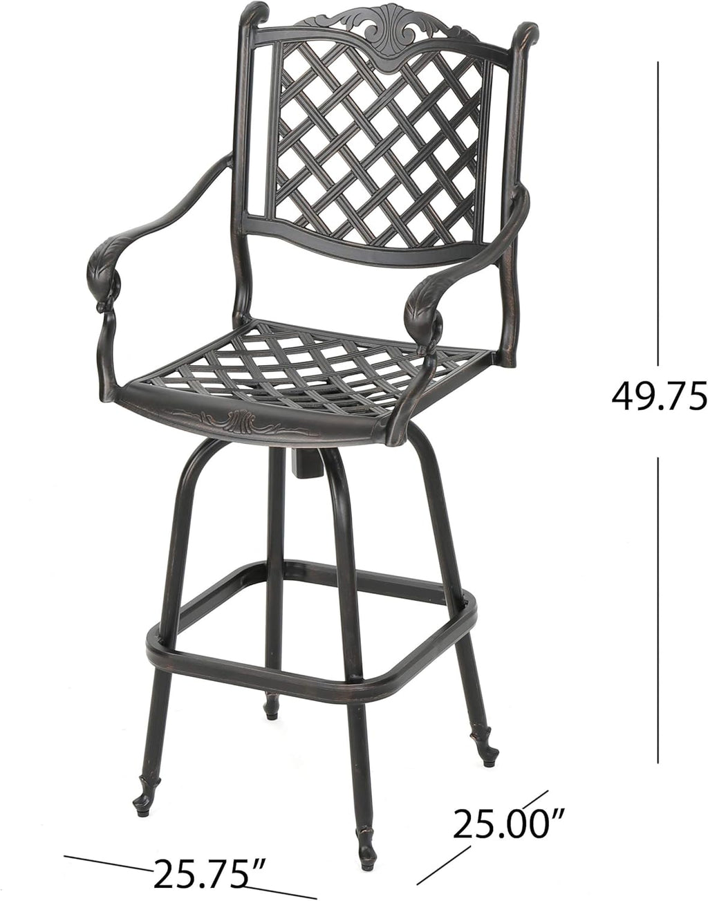 Cast Aluminum Bar Stools, 2-Pcs Set, Shiny Copper I96562