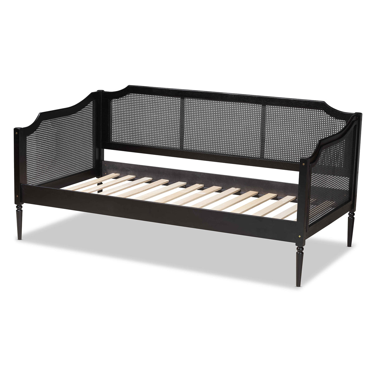 Charcoal Wood and Synthetic Rattan Twin Size Daybed T269623