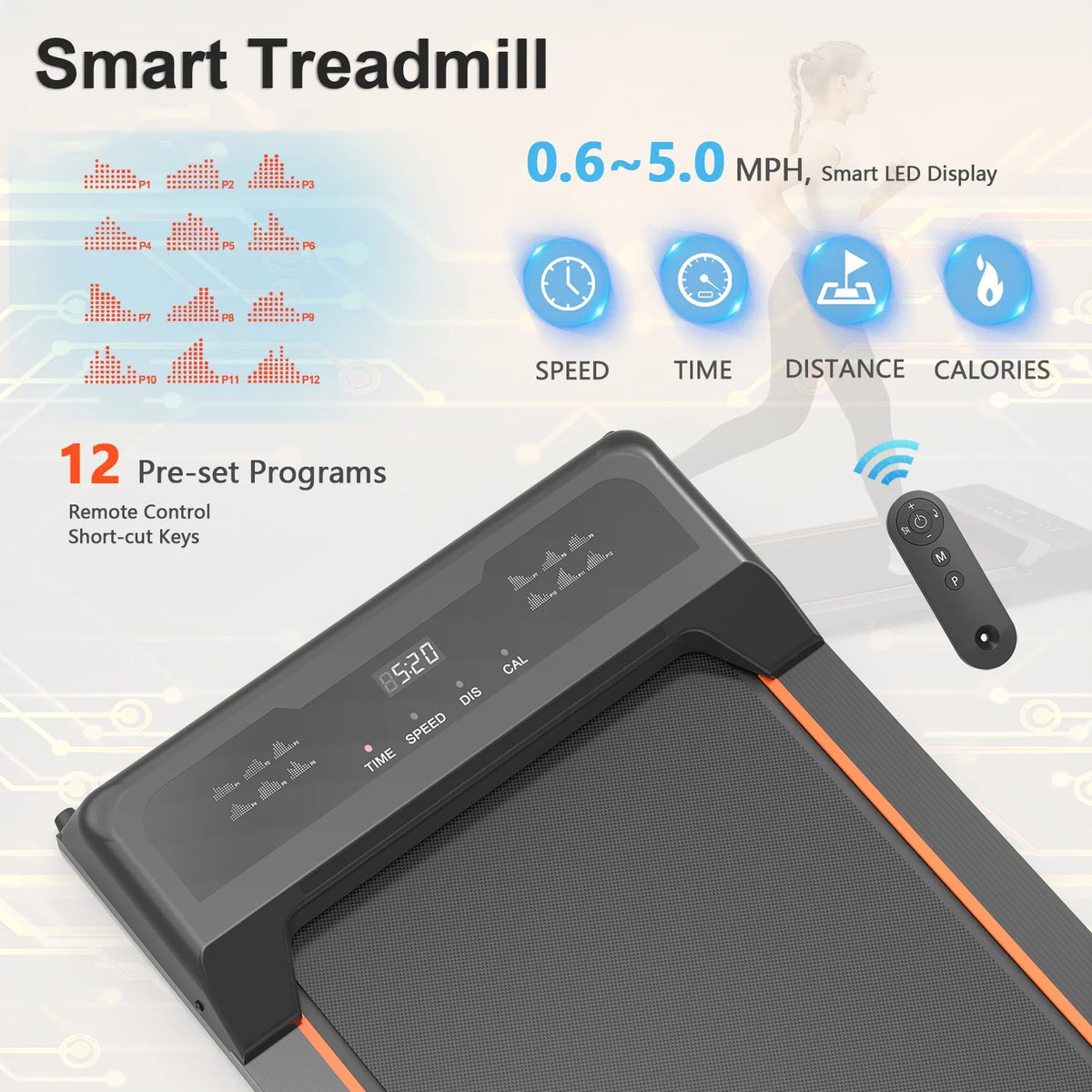 Portable Under Desk Walking Pad Treadmill with LED Display F94277