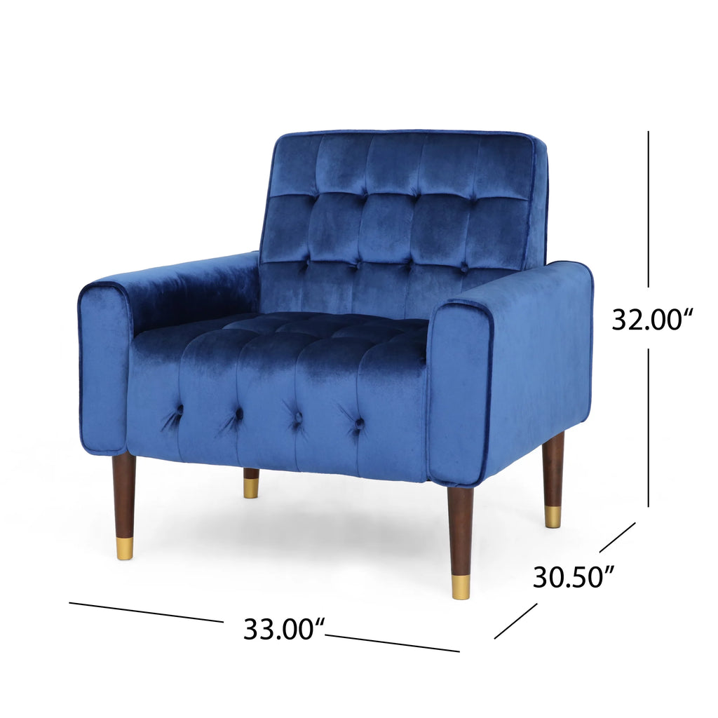 Navy Blue Velvet Tufted Armchair S708893