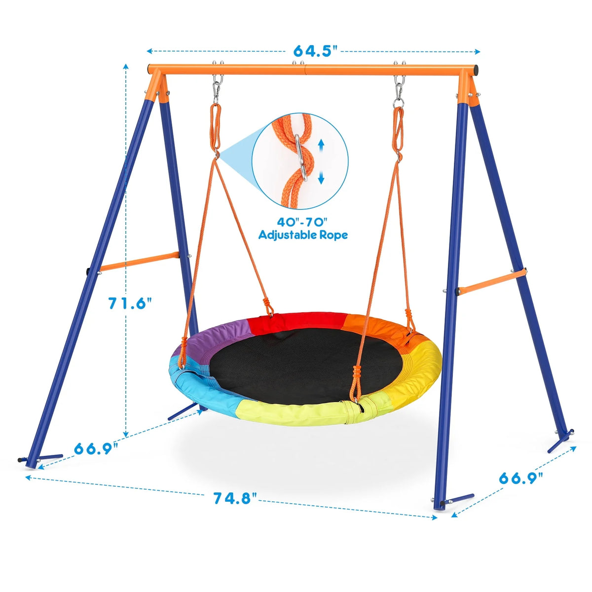 Kids Swing Set with Saucer Tree Swing and A-Frame Metal Swing Stand O932