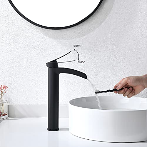 Brushed Gold Single Handle Waterfall Vessel Sink Faucet with Pop Up Drain R57478