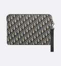 Beige and Black Oblique Jacquard Pouch C9775