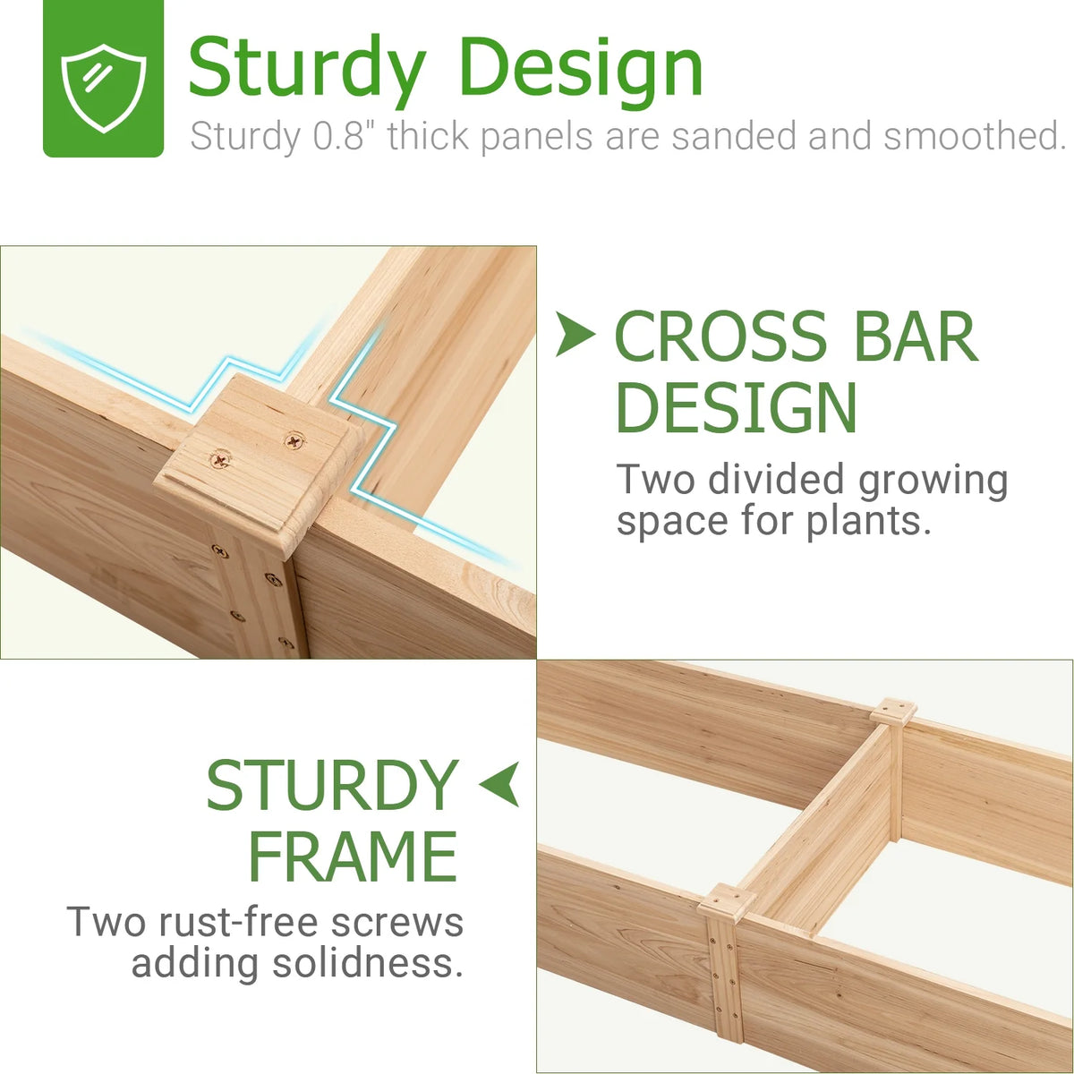 Raised Wooden Planter Box 92x22x9in E51888
