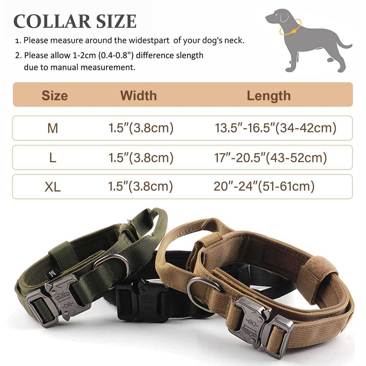 Adjustable Nylon Tactical Dog Collar with Control Handle F7179