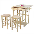 Folding Dining Cart Bar Table with 2 Stools L521319
