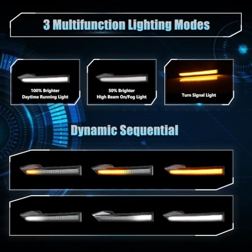 2 PCS White Amber LED Front Side Marker Daytime Running Light J5370