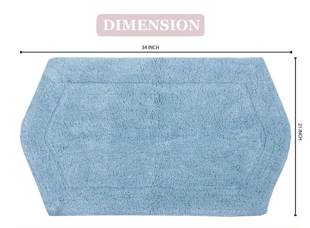 100% Cotton Tufted Non-Slip Machine Washable Blue Bath Rug 21"x34" M104
