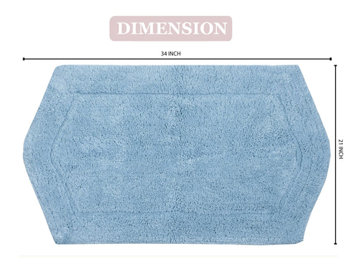 100% Cotton Tufted Non-Slip Machine Washable Blue Bath Rug 21"x34" M104