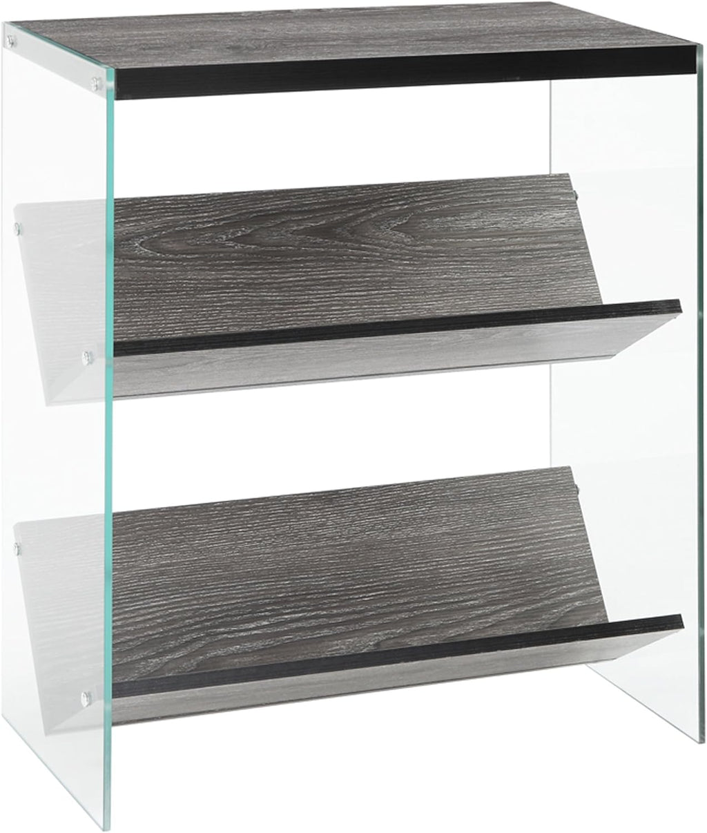 Weathered Gray Glass Bookcase V698269