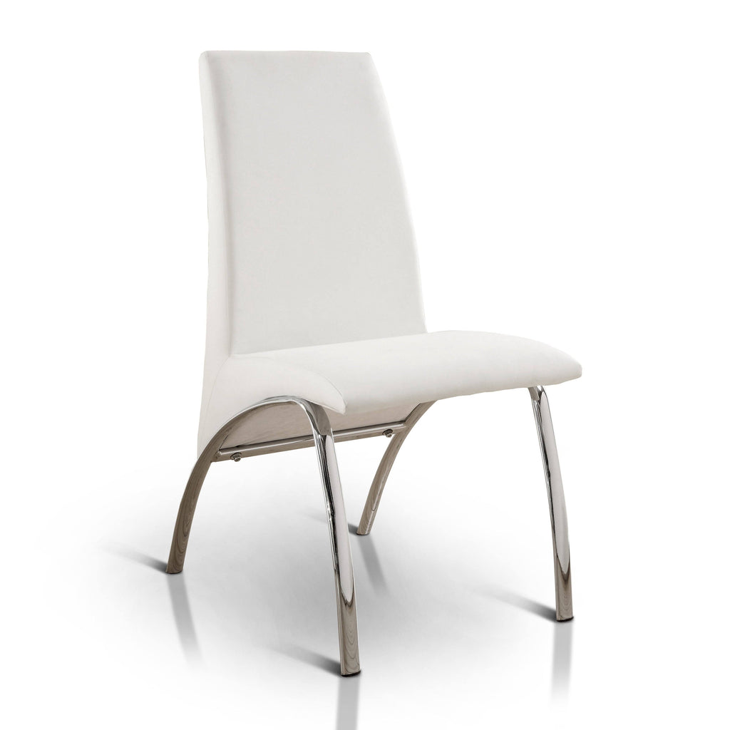 White Faux Leather Dining Chair Set of 2 P421