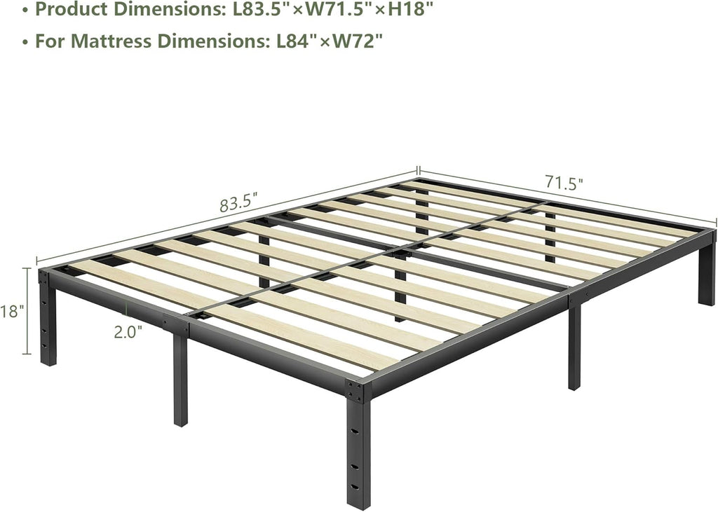 18 Inch Cal King Wood Slat Platform Bed Frame B96901