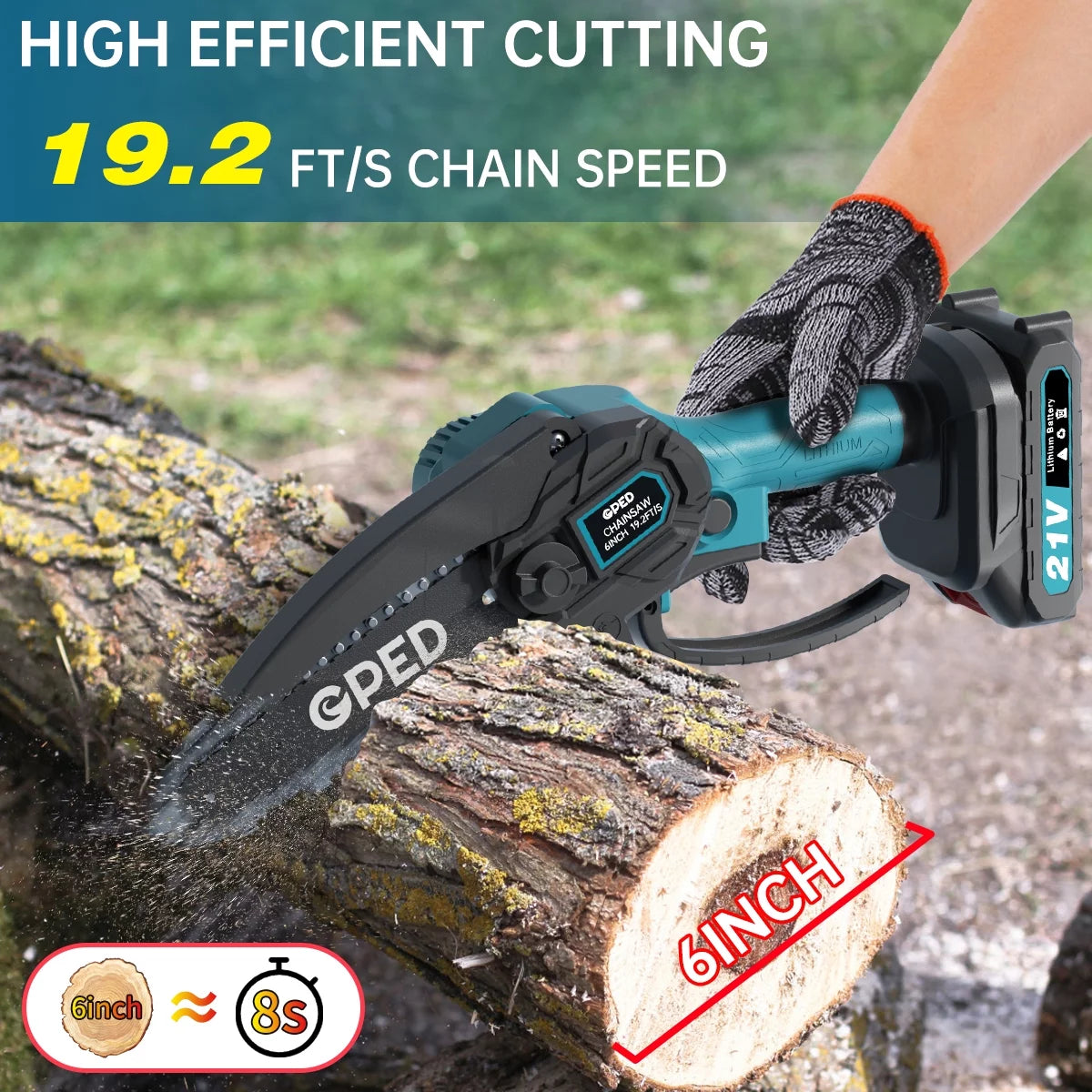 Cordless 6 inch Mini Chainsaw with 2 Battery K820659