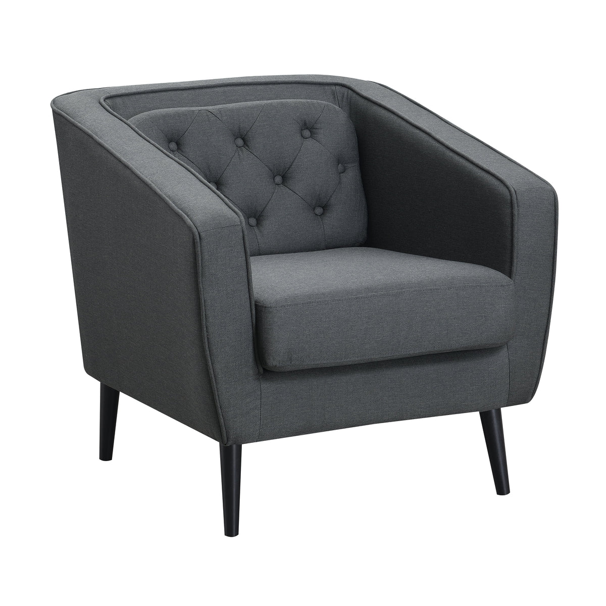 Mid-Century Modern Grey Polyester Tufted Sofa Set V465