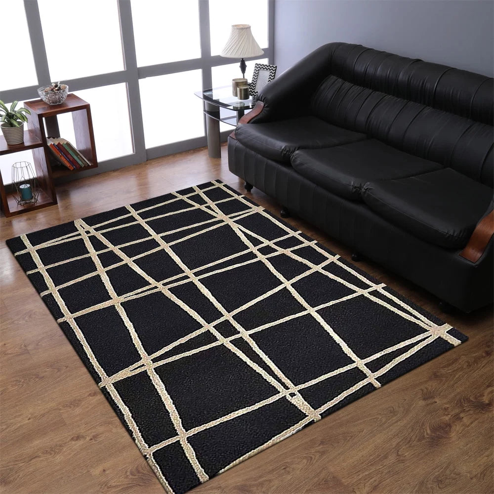 Hand Tufted Contemporary Wool Area Rug Black 5'x8' S681