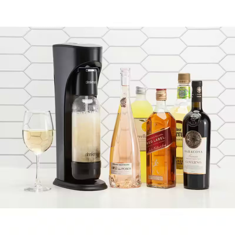 Matt Black Sparkling Water & Soda Maker Machine with 3 CO2 Cartridge, 1L & 0.5L Bottles K10337