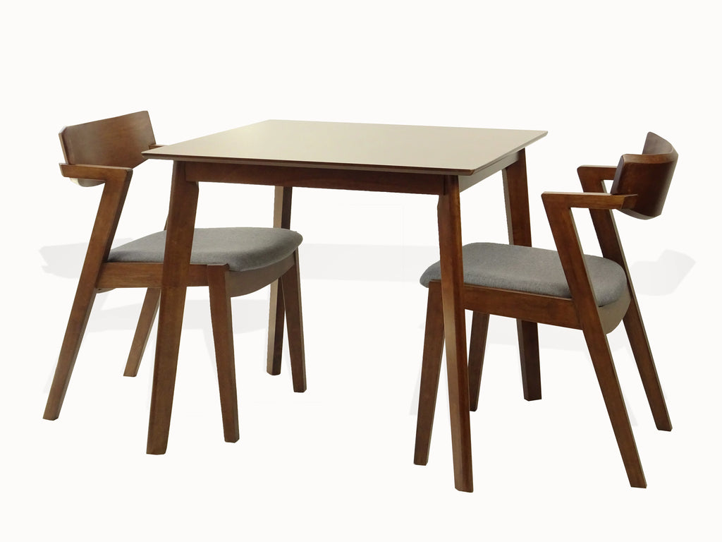 Solid Wood Dining Table and 2 Armchairs Medium Brown K96215