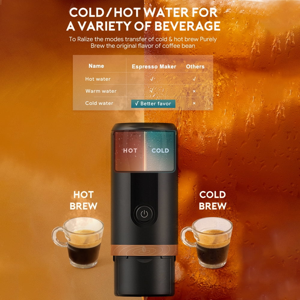 Portable Espresso Machine 9 Bar Pressure Rechargeable 2 in 1 Black G902426