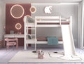 White Twin Bunk Bed with Slide O6547