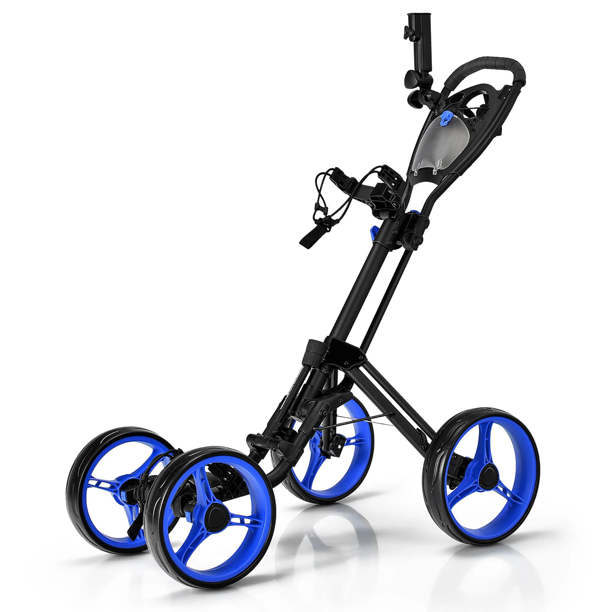 Folding 4 Wheels Golf Push Cart with Brake Scoreboard Adjustable Handle Gray C958779
