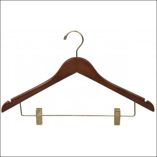 Wooden Combo Hanger with Adjustable Clips Case of 50 H938